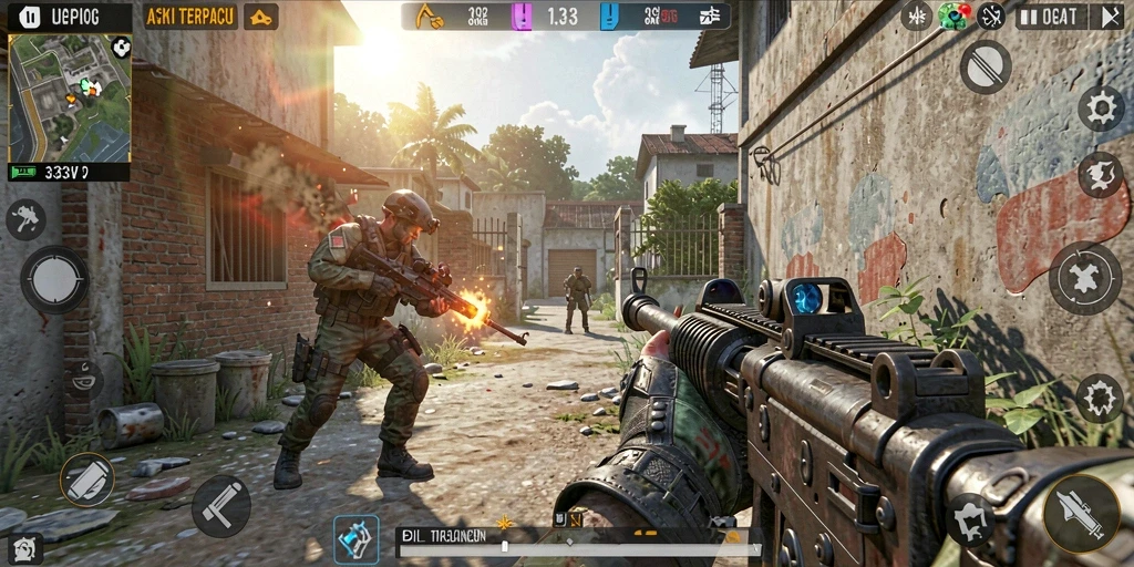 Tampilan aksi intens dalam gameplay 333V yang mendebarkan.