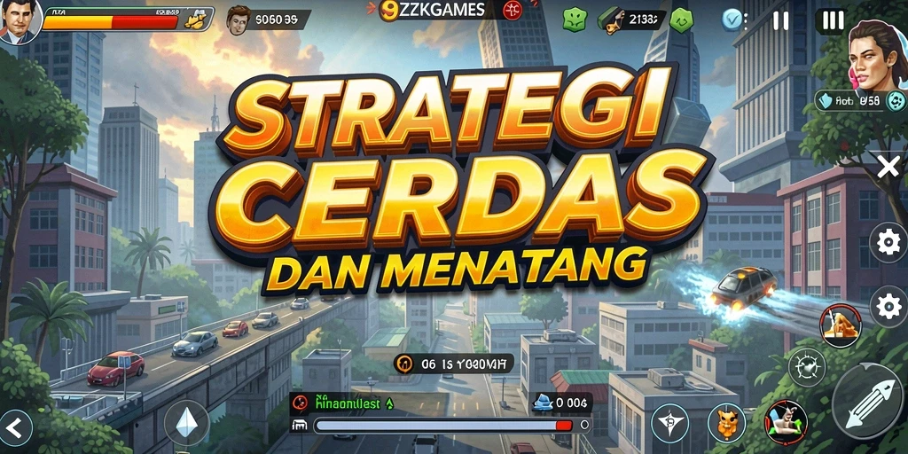 Tangkapan layar 9ZKGAMES menampilkan pertempuran strategi yang intens.
