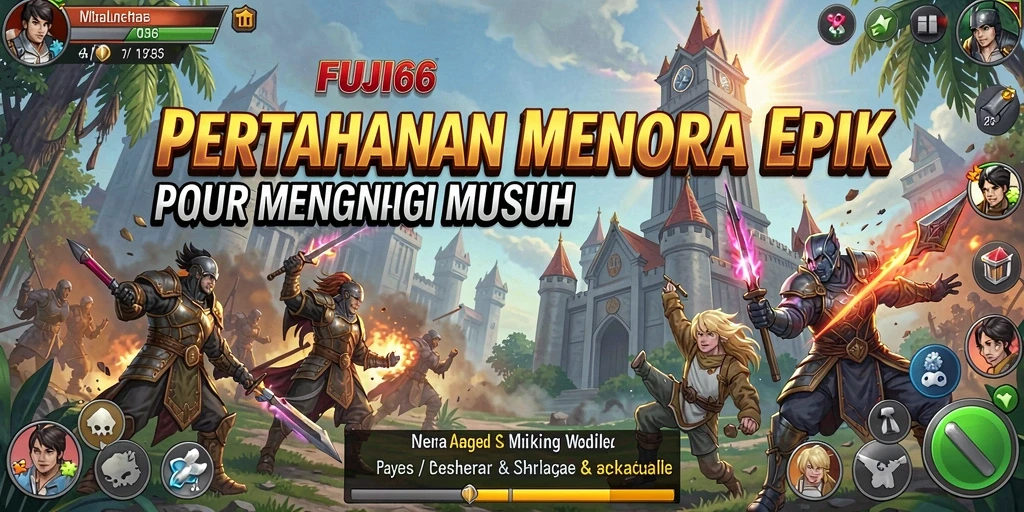 Tangkapan layar menampilkan pertempuran menara yang seru dalam FUJI66.