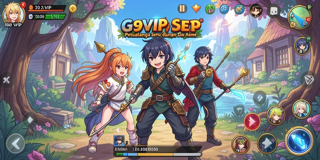 Tangkapan layar G9VIP menampilkan gameplay yang dinamis di dunia anime.
