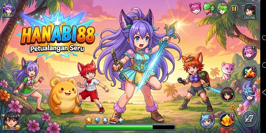 Tampilan menarik dari gameplay <strong>HANABI88</strong> dengan aksi karakter yang dinamis.