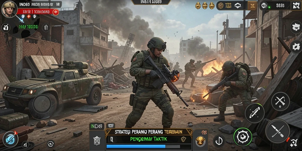 Screenshot gameplay IND89 menampilkan pertempuran strategi yang mendebarkan.