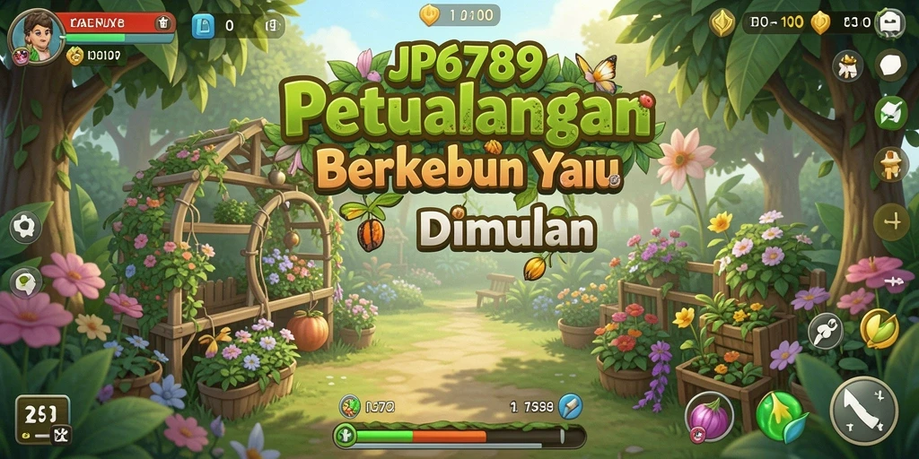 Tampilan gameplay JP6789 yang menampilkan ladang yang subur dan hewan ternak.