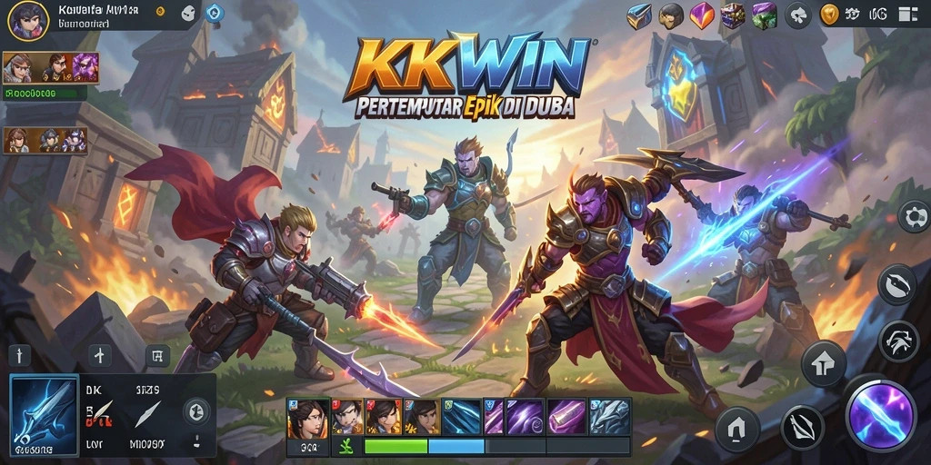 Tampilan aksi seru dalam permainan MOBA KKWIN.
