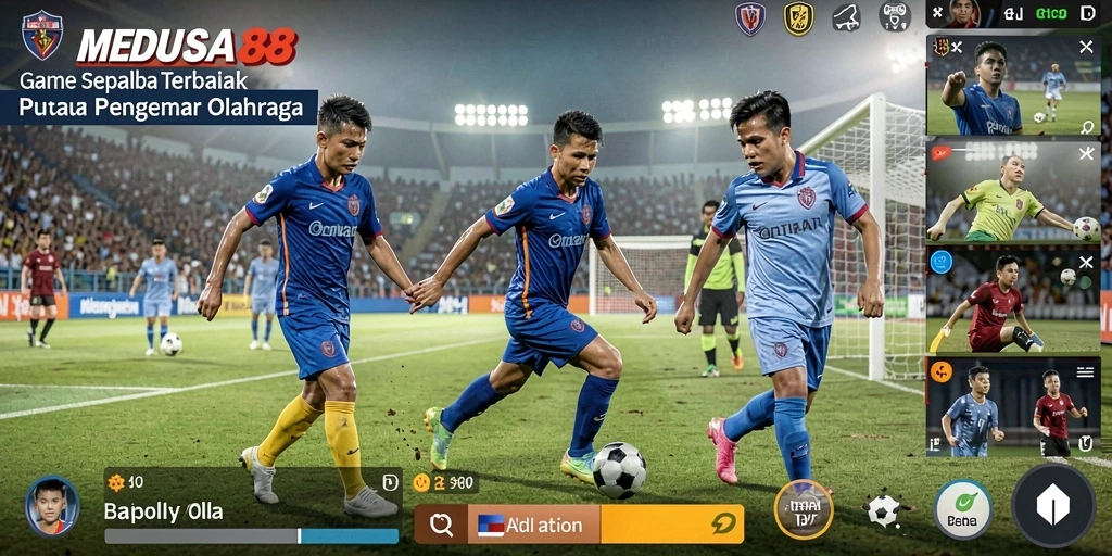 Tampilan keren dari MEDUSA88 dengan aksi permainan sepak bola.