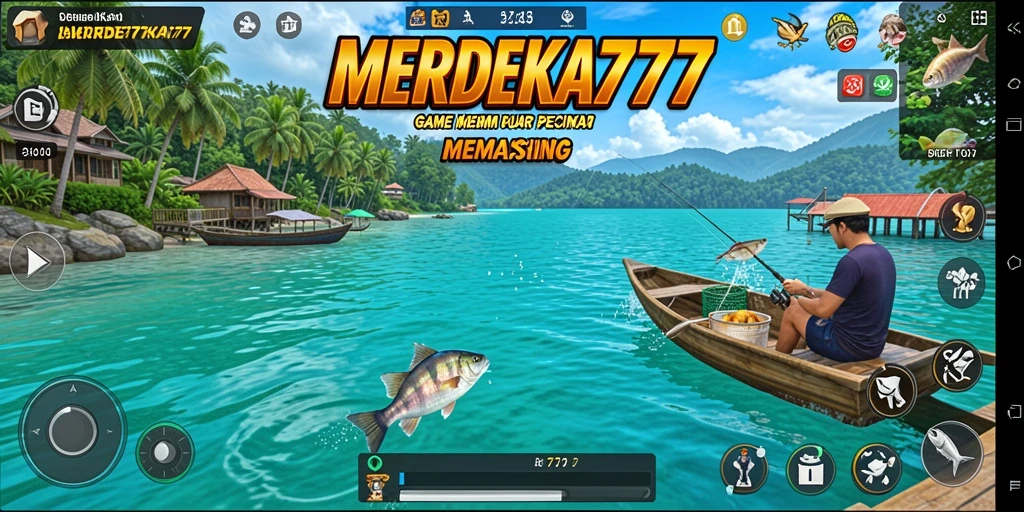 Tampilan gameplay MERDEKA777 dengan aksi memancing yang mendebarkan.
