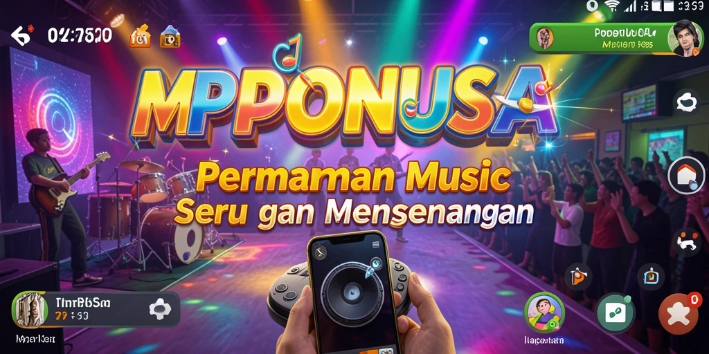 Screenshot gameplay MPONUSA menampilkan tantangan musik yang seru.