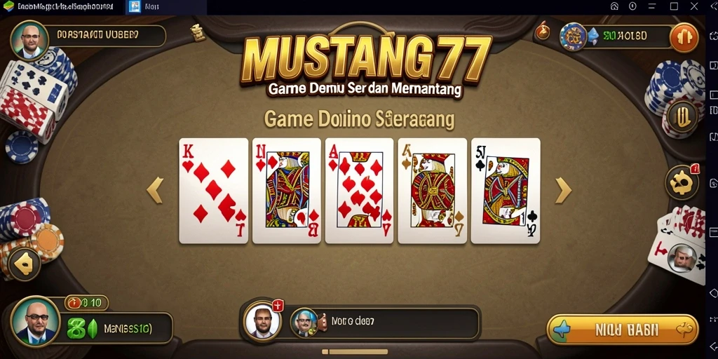 Screenshot gameplay MUSTANG77 menampilkan mode permainan domino yang seru.