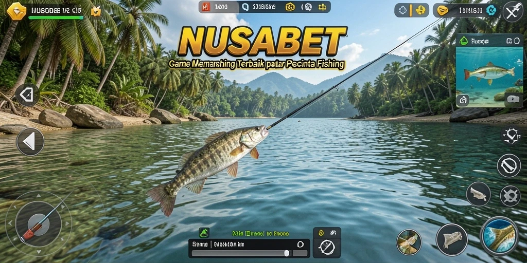 Screenshot gameplay NUSABET menampilkan aksi memancing yang seru dan menawan.