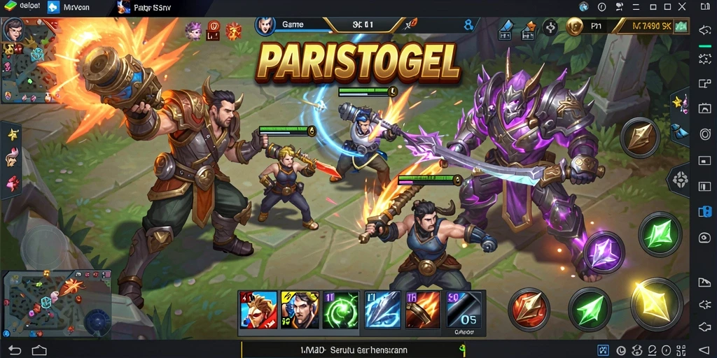 Tangkapan layar PARISTOGEL menampilkan aksi seru dalam permainan MOBA.
