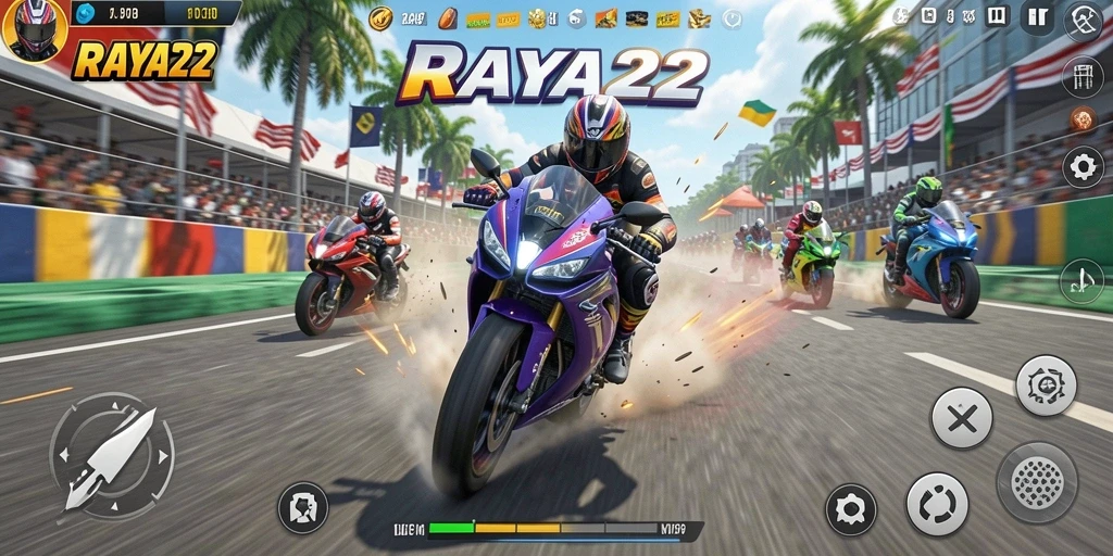 Tampilan gameplay balapan motor yang seru dan penuh aksi.