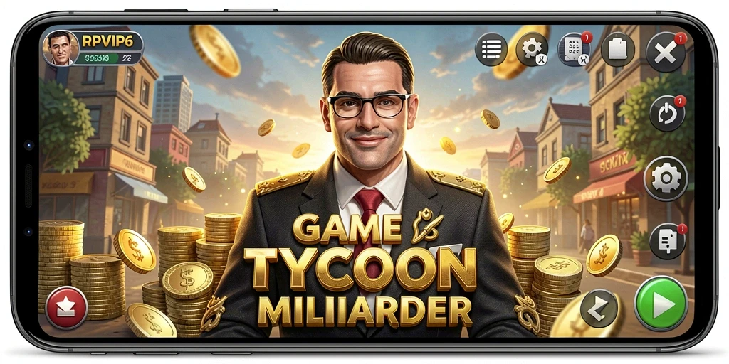 Tampilan gameplay RPVIP6 dalam mengelola bisnis Tycoon.