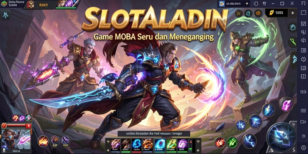 Tampilan gameplay seru di SLOTALADIN dengan pertarungan tim yang intens.