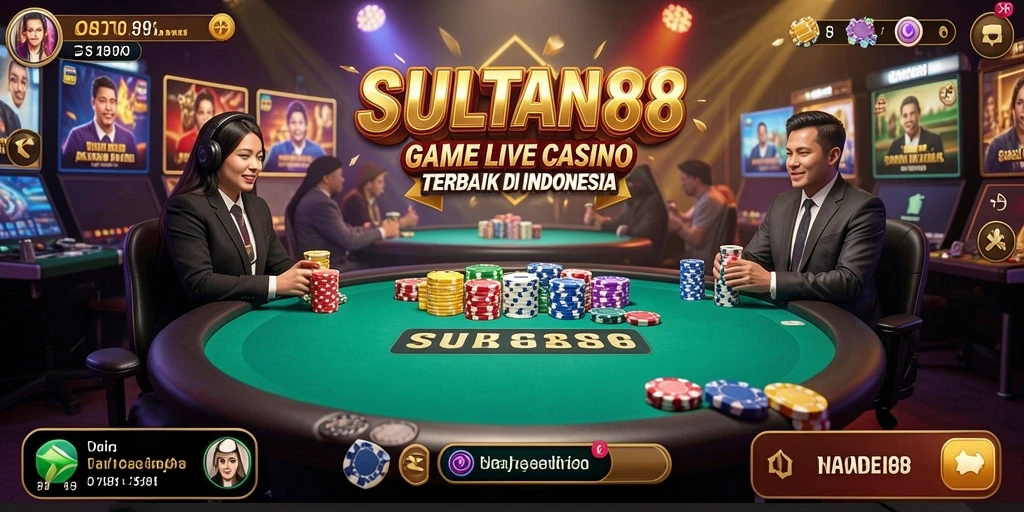 Tampilan gameplay SULTAN88 dengan dealer langsung di Live Casino.