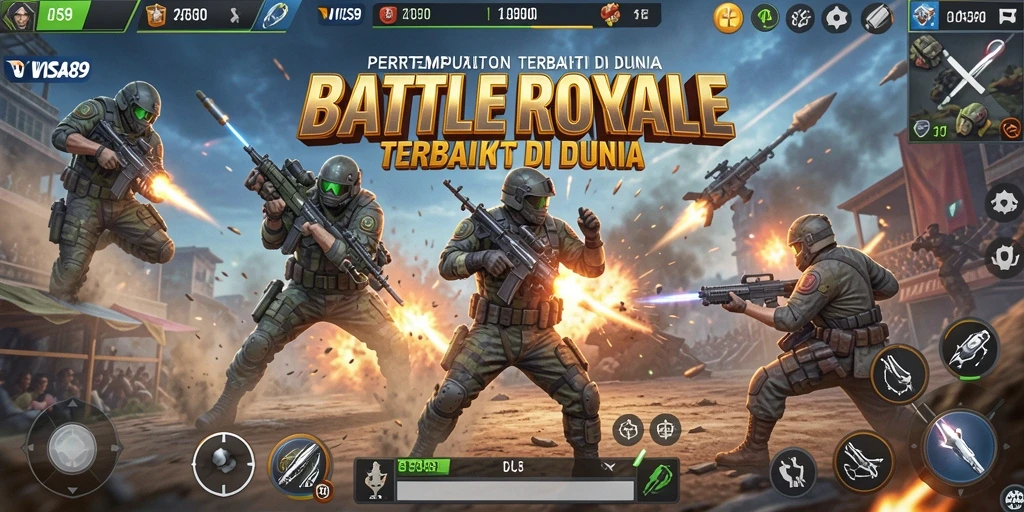 Tampilan gameplay seru dalam pertempuran Battle Royale yang mendebarkan.